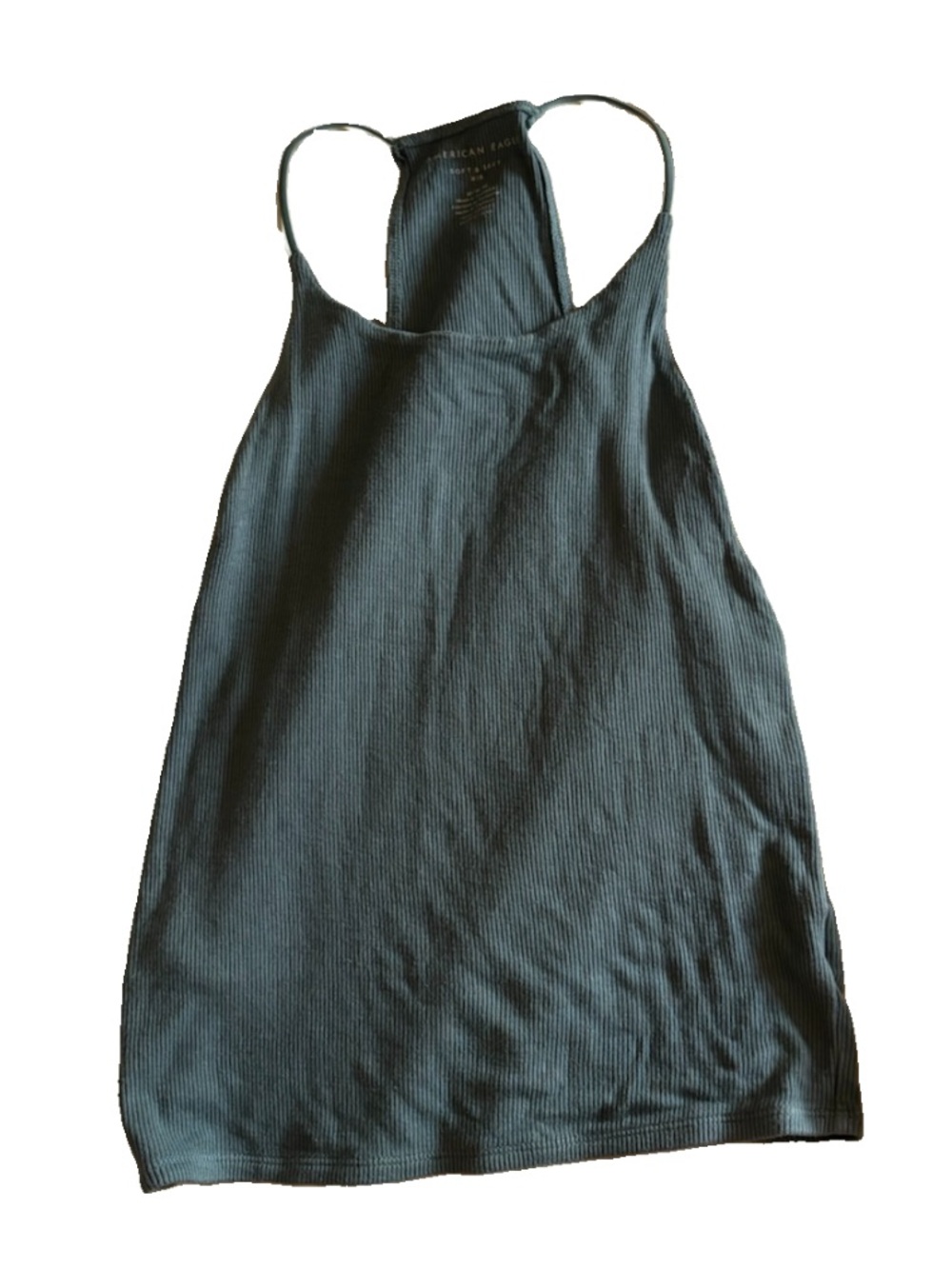 American Eagle Outfitters Green Ribbed Racerback Tank Soft & Sexy Line